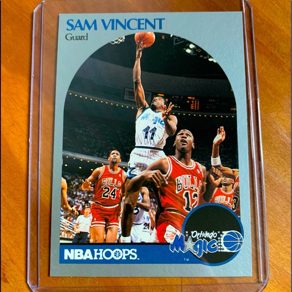 Michael Jordan 1990 NBA HOOPS Sam Vincent trading card
